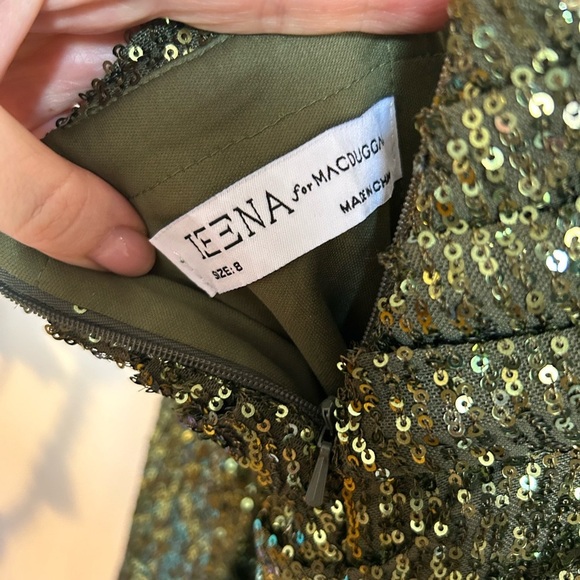 NWT MAC DUGGAL One Shoulder Sequin Midi Dress - Picture 6 of 9